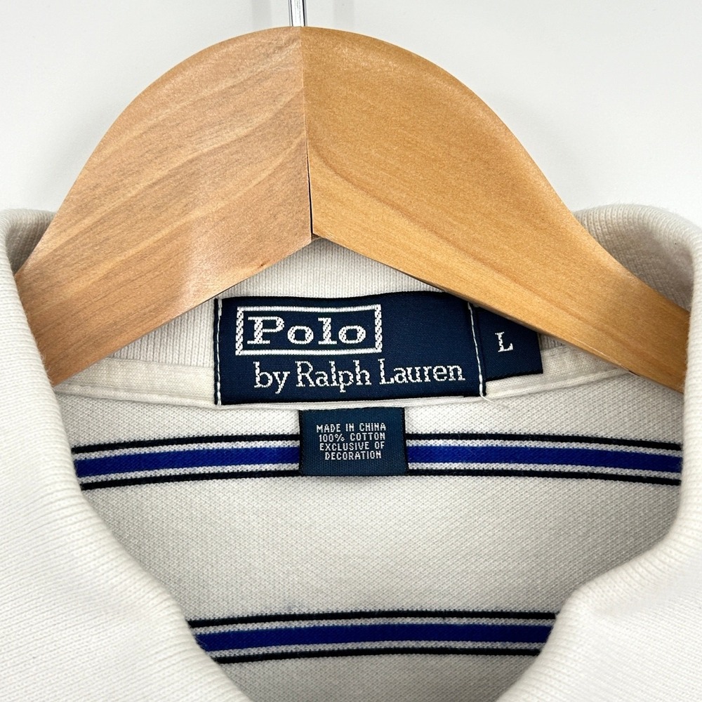 Polo Ralph Lauren Polo Shirt Mens Classic Preppy Golf Striped Logo Blue Large - Picture 5 of 8
